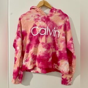 Calvin Klein Tie Dye Cropped Hoodie Sweatshirt
